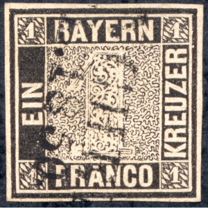 Bayern 1849 – Mi.Nr. 1 – der „Schwarze Einser“