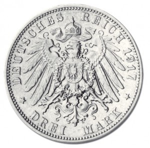 Wertseite der Sachsen 3 Mark 1917 Friedrich der Weise