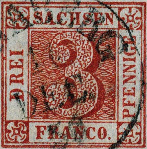 Sachsen Drei Pfennige 1850 – Mi.Nr. 1