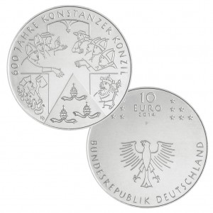 BRD 10 Euro 2014 600 Jahre Konstanzer Konzil, st (CuNi, 14g, Ø 32,5mm), Jaeger-Nr. 590