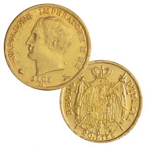 Königreich Italien 20 Lire 1805–1814 Napoleon, 900er Gold, 6,451g, Ø 21mm