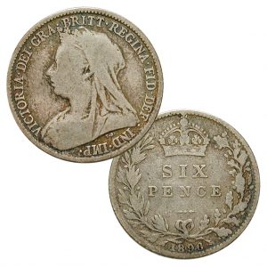 Großbritannien Sixpence 1893-1901, 925er Silber, 3,01g, Durchmesser 19,5mm
