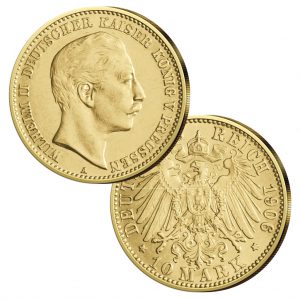 Preußen 10 Mark 1890-1912 Wilhelm II., König von Preußen, Deutscher Kaiser, 900er Gold, 3,982g, Ø 19,5mm, Jaeger-Nr. 251