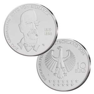 BRD 10 Euro 2015 Otto von Bismarck, st (CuNi, 14g, Ø 32,5mm), PP (625er Silber, 16g, Ø 32,5mm), Jaeger-Nr. 596