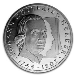 BRD 10 DM 1994 250. Geburtstag von Johann Gottfried Herder, 625er Silber, 15,5g, Ø 32,5mm, Prägestätte G (Karlsruhe), Jaeger-Nr. 458, Auflage: 7.000.000 (PP: 450.000)