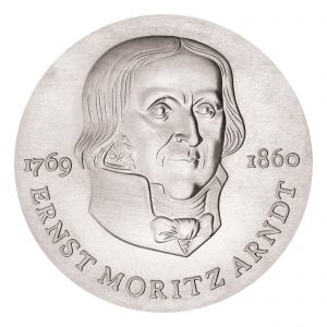 DDR, 20 Mark 1985 125. Todestag Ernst Moritz Arndt, 500er Silber, 20.9g, Ø 33mm, Prägestätte A (Berlin), Auflage: 35.900 (PP: 4.500), Jaeger-Nr. 1605