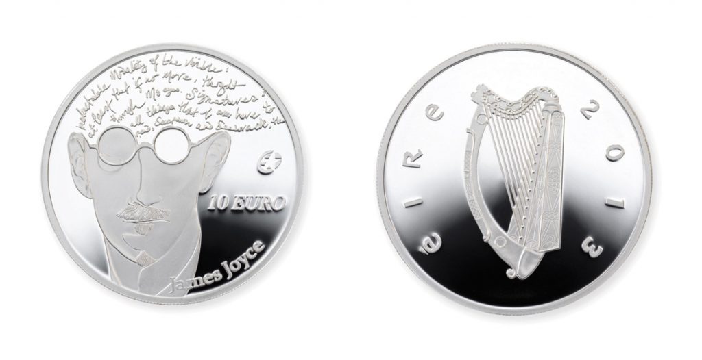 Irland 10 Euro 2013 „James Joyce“, 925er Silber, 28,28g, Ø 38,61mm, im Etui, PP, Auflage: 10.000