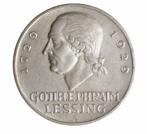 Weimarer Republik, 3 Reichsmark 1929 „200. Geburtstag Gotthold Ephraim Lessing“, 500er Silber, 15g, Ø 30mm, Prägestätten ADEFGJ (Berlin, München, Muldenhütten, Stuttgart, Karlsruhe, Hamburg), Jaeger-Nr. 335