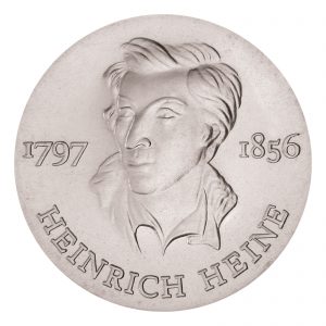 DDR 10 Mark 1972 175. Geburtstag Heinrich Heine, 625er Silber, 17g, Ø 31mm, Prägestätte A (Berlin), Auflage: 100.297, Jaeger-Nr. 1542