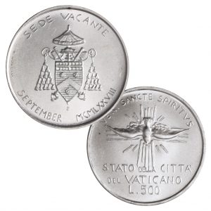 Vatikan 500 Lire 1978 "Sedisvakanz September 1978", 835er Silber, 11g, Ø 29,30mm