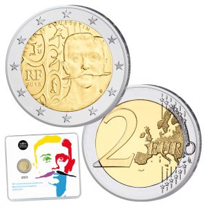 Frankreich 2 Euro-Gedenkmünze 2013 "Pierre de Coubertin", st, im Blister
