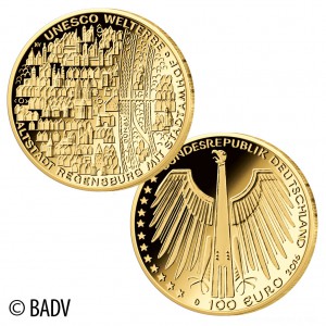 BRD 100 Euro-Goldmünze 2016 „UNESCO Weltkulturerbe – Altstadt Regensburg mit Stadtamhof“