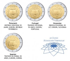 Münzen 2 Euro Ländervarianten, 50 Jahrestag der Unterzeichnung der Römischen Verträge
