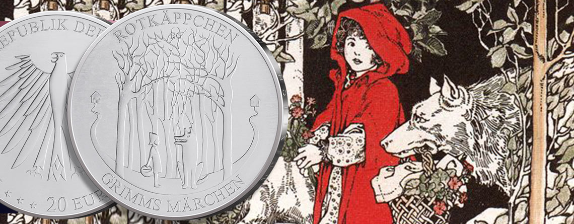 BRD Silber 20 Euro 2016 Grimms Märchen – Rotkäppchen – Deutschlands Gedenkmünzen-Serie zu Märchen der Brüder Grimm