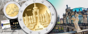BRD 2 Euro-Gedenkmünze 2016 „Serie Bundesländer – Sachsen: Dresdner Zwinger“
