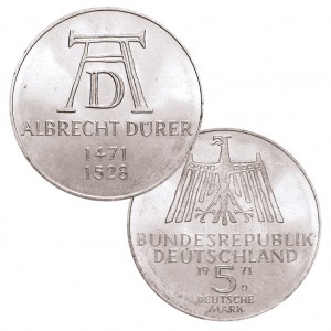 BRD 5 DM 1971 500. Geburtstag Albrecht Dürer, J. 410