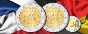 Erste deutsch-französische Gemeinschaftsausgabe: 2 Euro-Gedenkmünze 2013 „50 Jahre Élysée-Vertrag“