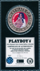 Offizielle "Playboy Prägung". weitere "Playmates" finden Sie am Ende des Beitrags zur "Erotischen Numismatik"