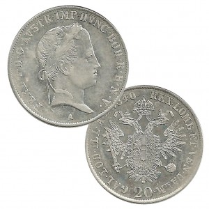 Österreich 20 Kreuzer „Ferdinand I.“, Silber