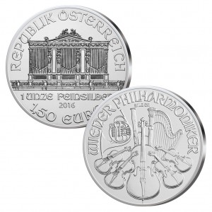Münzen 1, 50 Euro Österreich 2016, 999er Silber Wiener Philarmoniker