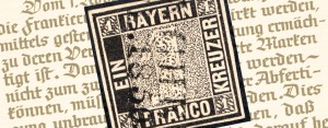 Die erste deutsche Briefmarke überhaupt: „Schwarze Einser“ Bayern 1849 – Mi.Nr. 1