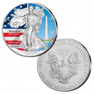 Silber Eagle Münze 1 Unze 2015 USA Washington Monument