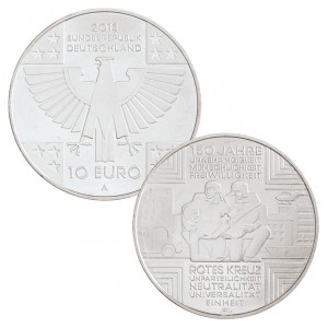 Münzen 10 Euro 2013 BRD, 150 Jahre Rotes Kreuze