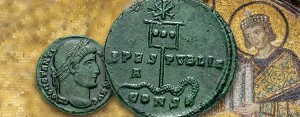 Bronzemünze 285 Römisches Reich, Konstantin der Große wird geboren