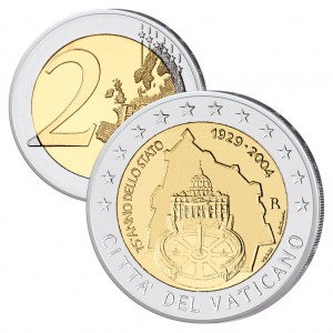 Vatikan 2 Euro-Gedenkmünze 2004 75 Jahre Vatikanstadt