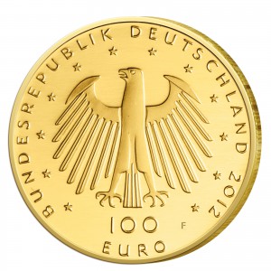 Wertseite der Münze BRD 100 Euro 2012 UNESCO Weltkulturerbe – Aachener Dom