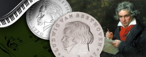 Münze 5 und 10 Mark 1970 Deutschland, Ludwig van Beethoven verstirbt