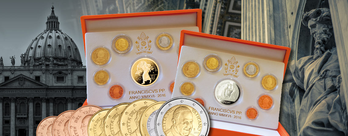 Vatikan Euro-Münzen 2016 für Sammler – Münzen-Jahrgang 2016 mit Papst Franziskus