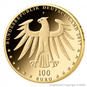 Wertseite der Münze BRD 100 Euro 2017 UNESCO Welterbe – Luthergedenkstätten Eisleben und Wittenberg