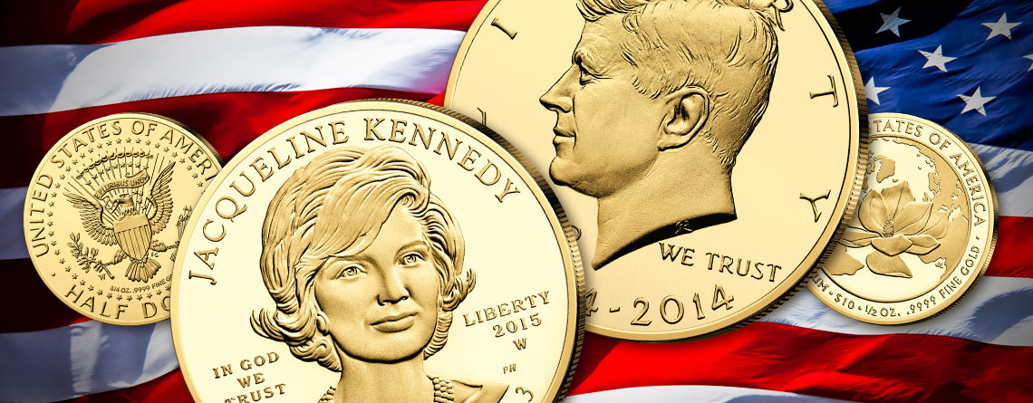 Goldmünze Half Dollar & 10 Dollars USA, Die Kennedys in Gold