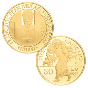Vatikan 50 Euro-Goldmünze 2016 „Heiliges Jahr der Barmherzigkeit“, 917er Gold, 15g, ø 28mm, PP (aus dem KMS)