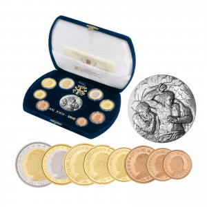 Münzen und Polierte Platte mit Silberprägung 2002 Vatikan Euro
