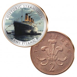 Münze 2 Pence Grossbritannien 1909 Kaltemaille Motiv Titanic