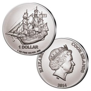 Cook Islands Silber-Anlagemünze “Bounty”, 999er Silber, 1 Unze, Ø 38,50mm