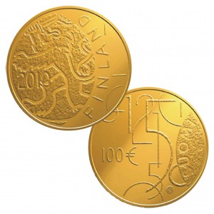 Finnland 100 Euro 2010 „150 Jahre finnische Währung“, 917er Gold, 5,65g, Ø 22mm, PP, Auflage: 7.000