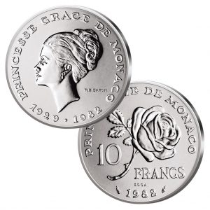 Monaco 10 Francs 1982, 950er Silber, 11,4 g, Ø 26,12 mm, Auflage: 30.000