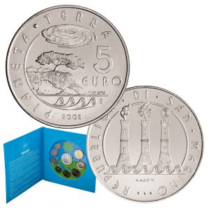 San Marino offizielle Kursmünzensatz 2008 st, 1 Cent – 2 Euro, 5 Euro-Silbermünze „Internationales Jahr des Planeten Erde“