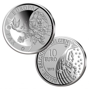 Silbermünze 10 Euro 2015 Belgien 70 Jahre Frieden in Europa mit Europastern