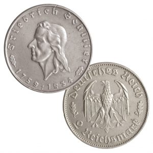 Münze 2 Reichsmark 1934 Deutsches Reich, zum 175. Geburtstag von Friedrich Schiller