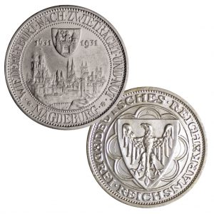 Silbermünze 3 Reichsmark Weimarer Republik 1931, 300. Jahrestag des Brands von Magdeburg