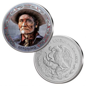 Mexiko 1 Pesos mit Farbmotiv (Kaltemaille) „Geronimo“
