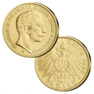 Preußen 20 Mark 1890-1912 Wilhelm II., König von Preußen, Deutscher Kaiser, 900er Gold, 7,965g, Ø 22,5mm, Jaeger-Nr. 252