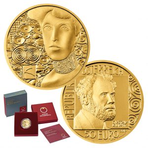 Österreich 50 Euro 2012 „Gustav Klimt & Adele Bloch-Bauer I“, 986er Gold, 10,14g, Ø 22mm, Polierte Platte, Auflage: 30.000