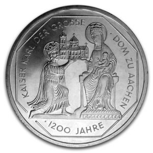 Silbermünze 10 DM 2000 Deutschland 1200 Jahrestag Kaiserkrönung Karls des Großen und Dom zu Aachen