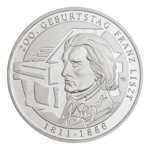 BRD 10 Euro 2011 200. Geburtstag Franz Liszt, 625er Silber, 16g, Ø 32,5mm, Prägestätte G (Karlsruhe), st Auflage: 2.187.000, PP Auflage: 178.000, Jaeger-Nr. 559