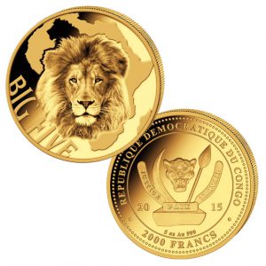 Münze 2000 Francs Republik Congo 2015 Serie Big Five - Der Löwe
